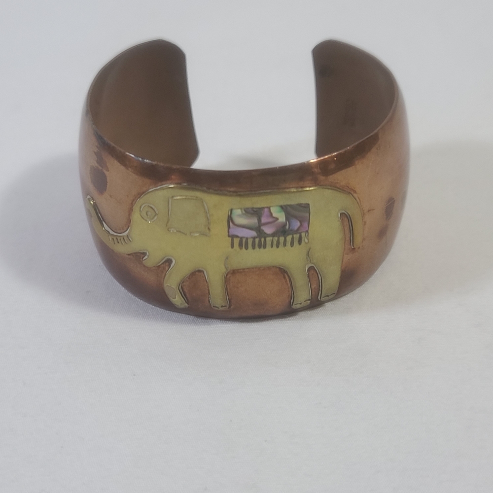 Elephant Design Copper Cuff Bracelet